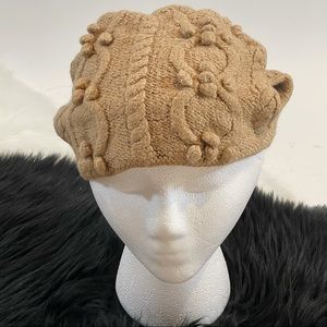 Cable Knit Girls Tan Cap
